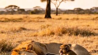 The Lion Acted Tough, But Got What He Deserved! 😂🐒🦁