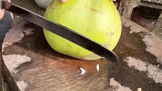 coconut cutting skills ASMR