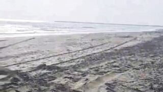 Morning healthy walk on beach