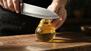 Oddly Satisfying Glass Fruit Cutting ASMR 🍐💎