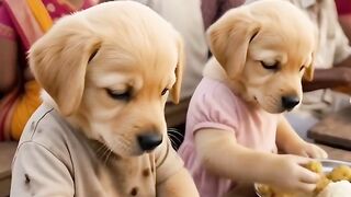 The puppy was  just selling vegetables