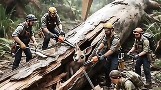 Rescue Team Saves Baby Kangaroo from Fallen Tree