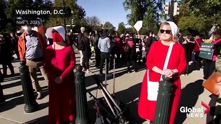 Texas abortion ban_ Duelling protests held outside US Supreme Court as justices hear arguments.