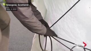 COP26_ Iceberg weighing 4,000 kg shipped from Greenland to melt in Glasgow.