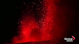 La Palma volcano stages spectacular night show after erupting for nearly 50 days