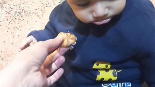 Eating biscuit