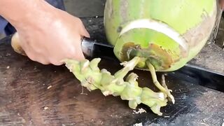 Cutting skills young coconut Asmr