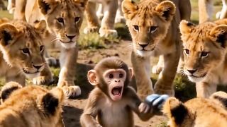 Baby Monkey Turns Into a Steel Robot, Lions Run Away! 🐒🤖🦁