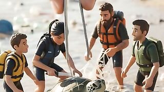 Rescue Team Saves Trapped Sea Turtle
