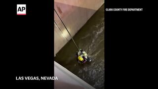 Firefighters rescue man who fell into Las Vegas drainage tunnel during storm