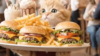 Kitten waiter bringing the food ❤️