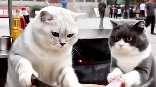 cute cats cooking