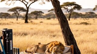 😂  Monkey Moves the Lion’s Bed Into a Tree! 🐒🦁🛏️