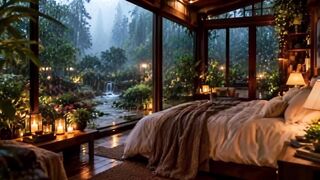 Heavy Rain in a Cozy Forest Bedroom 🌧️ Relaxing Rain Sounds for Deep Sleep & Relaxation