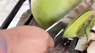 Fresh coconut cutting skills ASMR