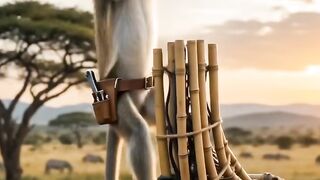 😂 Monkey Flies on a Giant Bamboo Dinosaur! 🐒🦖🦁