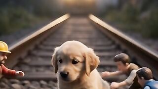 Rescue Team Saves Puppy from Railway Tracks