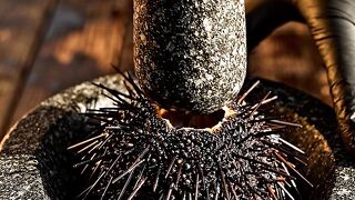 Crushing Fresh Sea Urchin (Uni) in a Stone Mortar | Oddly Satisfying ASMR