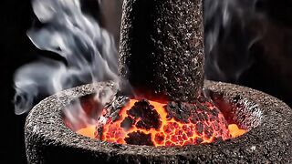 Crushing Glowing Molten Lava in a Stone Mortar | Oddly Satisfying ASMR