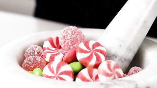 Crushing Peppermint Candy & Sweets in a White Marble Mortar | Oddly Satisfying ASMR