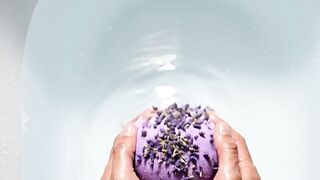 Dropping a Lavender Bath Bomb with Amethyst Crystal | Oddly Satisfying ASMR