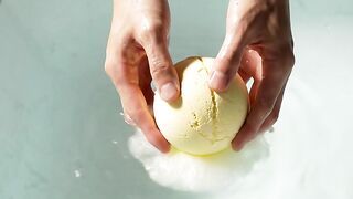 Melting Yellow Bath Bomb in Marble Tub | Oddly Satisfying ASMR