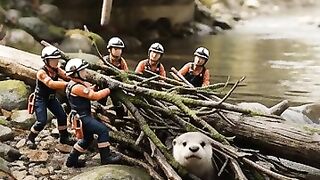Rescue Team Saves Otter Trapped in Fallen Tree