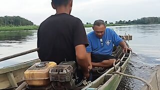 Looking for fish in the river