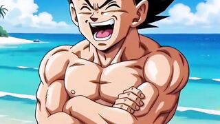 Bulma e Vegeta na praia
