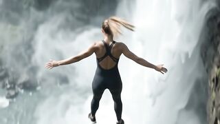 Jumping in waterfall