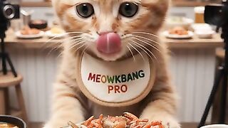 cats mukabang seafood