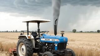 Tractor flying in the air