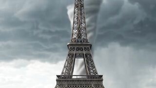 Flying paris tower in tornado 🌪