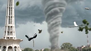 Tornado 🌪 hits the people and flying 😳