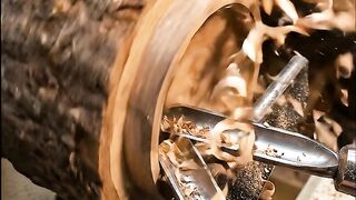 Turning a Raw Log into a Bowl | Satisfying Woodworking ASMR