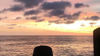 Beautiful sunset on glagah beach in yogyakarta