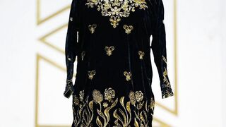 Fabric: Velvetl Shirt: (Chest: 21 Inches, Length: 37 Inches) Handmade Stone Work Ready to Wear
