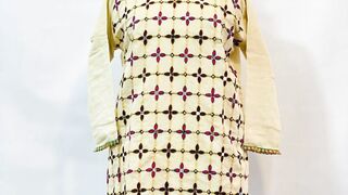 Fabric: Paper Cotton Medium Size Shirt Dimensions: (Chest: 21 Inches)(Length: 37 Inches) Type: Aari Work And Mirror Embroidered Shirt