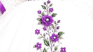 "White Gown with Purple Floral Embroidery — Indonesian Elegance 💜