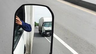 Highway Drive Through Side Mirror | Truck View on the Road