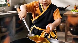 Anak kecil memasak