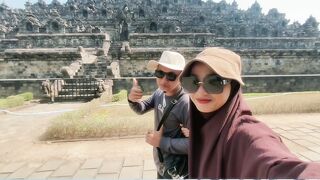 Visiting borobudur temple in magelang city.