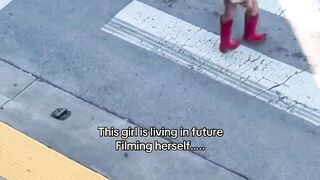 This girl is living in future filming herself