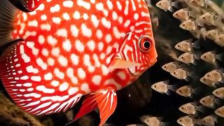 Beautiful Red Spotted Discus Fish in Aquarium 🐠
