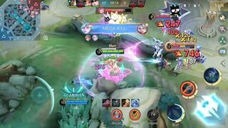 Playing the game Mobile Legends.