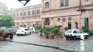 Beautiful building and rainy weather