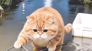 Cute AI Cats and Tiger Cooking and Eating Braised Fish Together