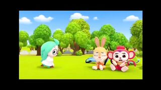anak monyet dan kelinci terjatuh