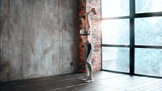 Athlete Training Upper Body With Free Weights
