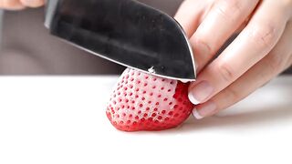 Satisfying ASMR: Slicing a Clear Glass Strawberry 🍓✨